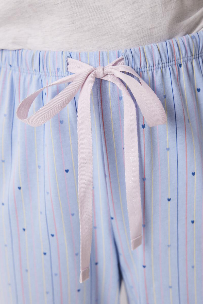 women'secret Pijama largo 100% algodón azul corazones En oferta