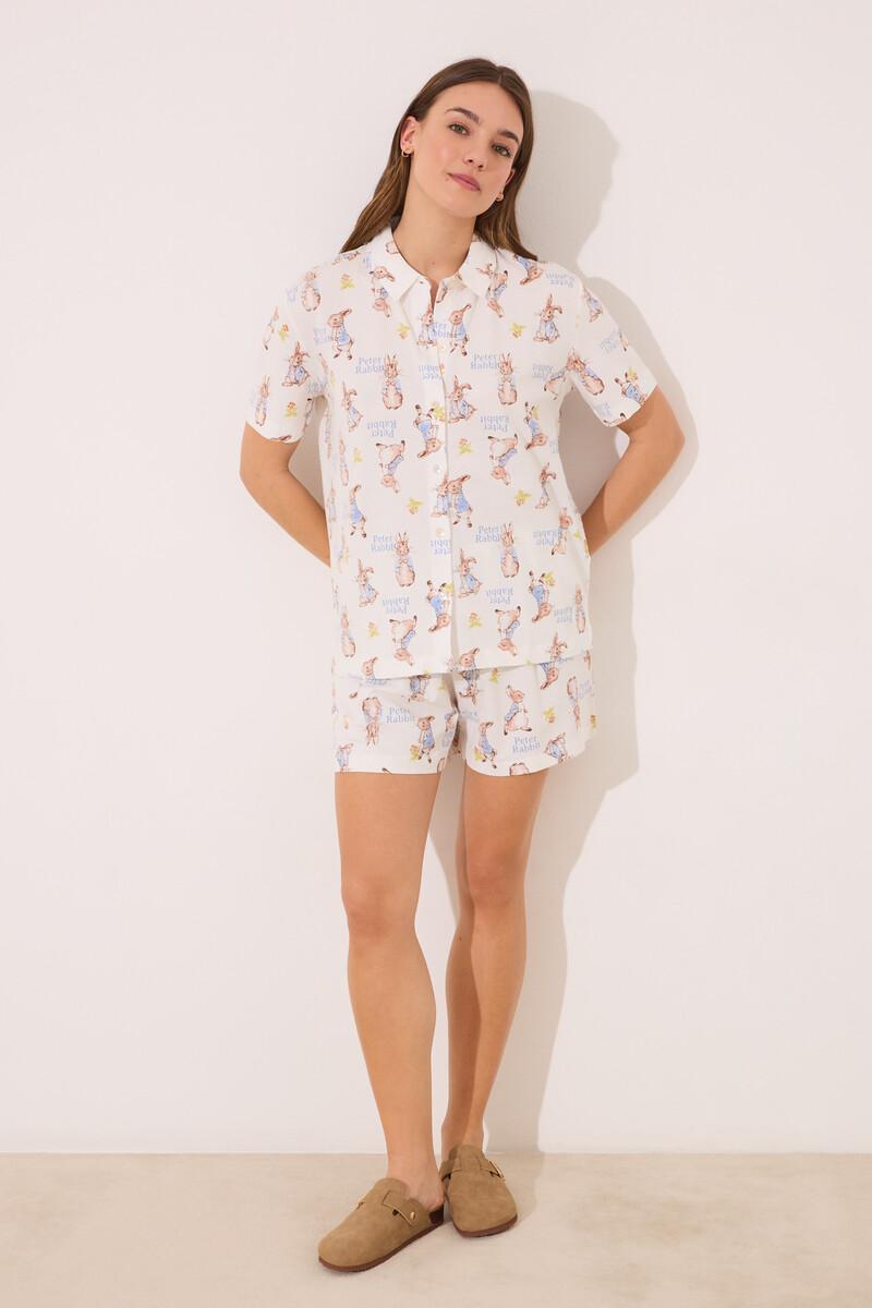 women'secret Pijama camisero corto 100% algodón "Peter Rabbit" Rebajas de fábrica