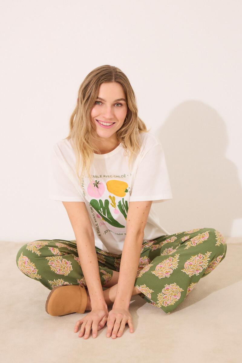 women'secret Pantalón largo lounge viscosa flores Ventas relámpago