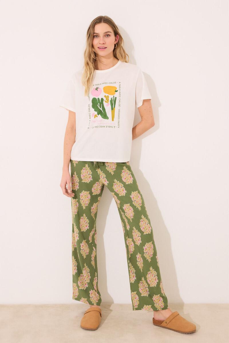 women'secret Pantalón largo lounge viscosa flores Ventas relámpago