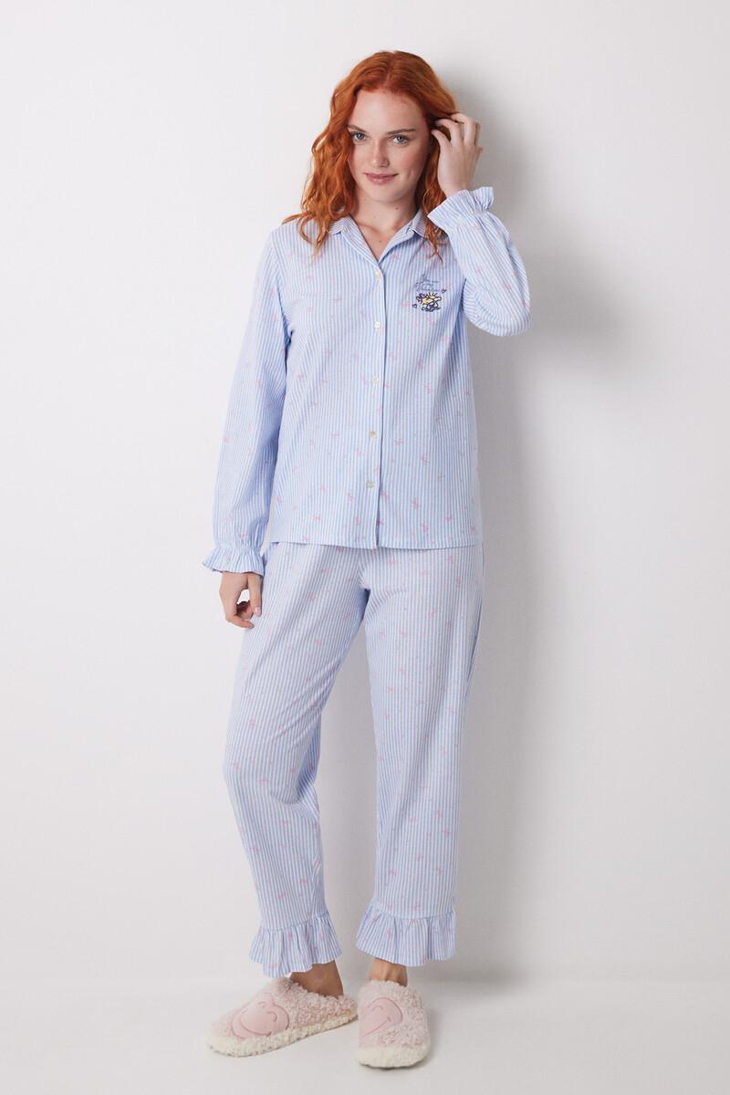 women'secret Pijama camisero largo 100% algodón azul rayas Rebajas online