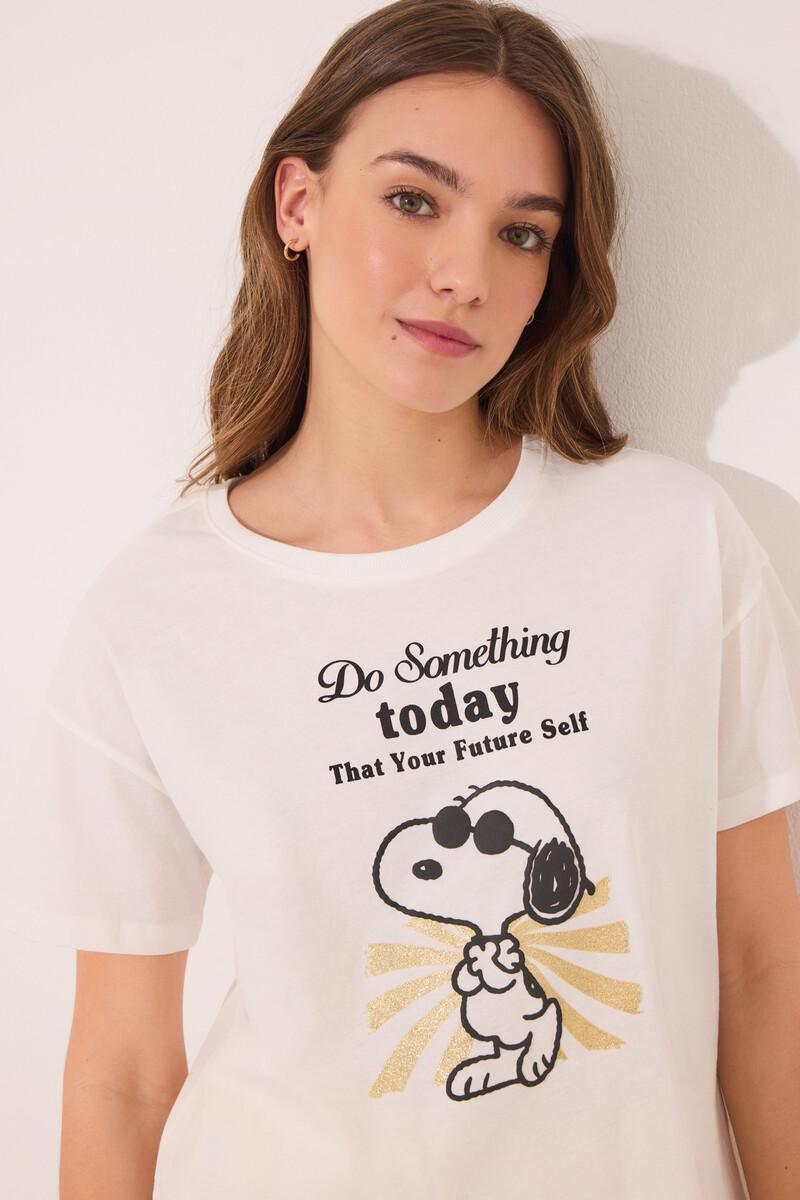 women'secret Pijama corto algodón Snoopy marfil Oferta especial