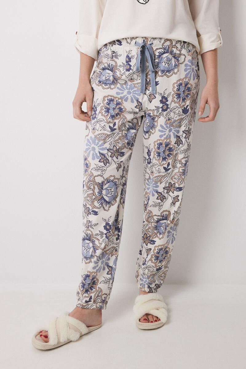 women'secret Pantalón largo carrot 100% algodón flores Promoción por tiempo limitado