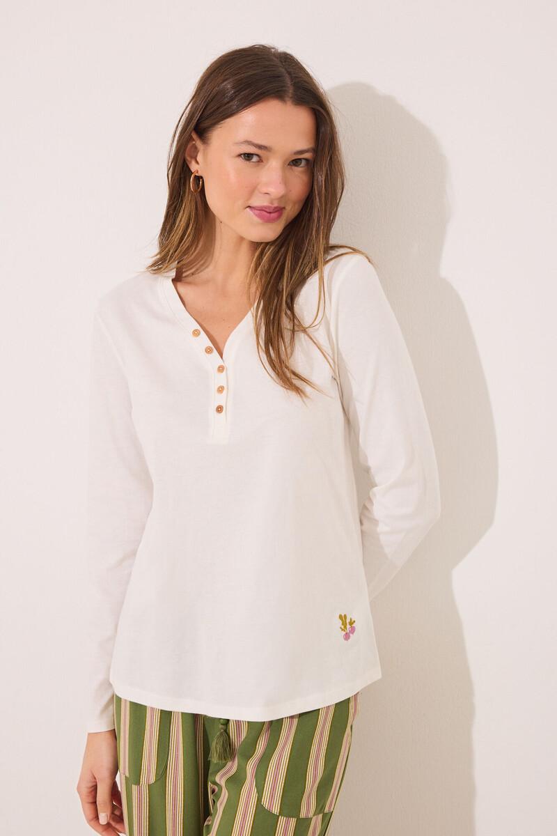 women'secret Camiseta lisa manga larga 100% algodón blanco Solo queda un día