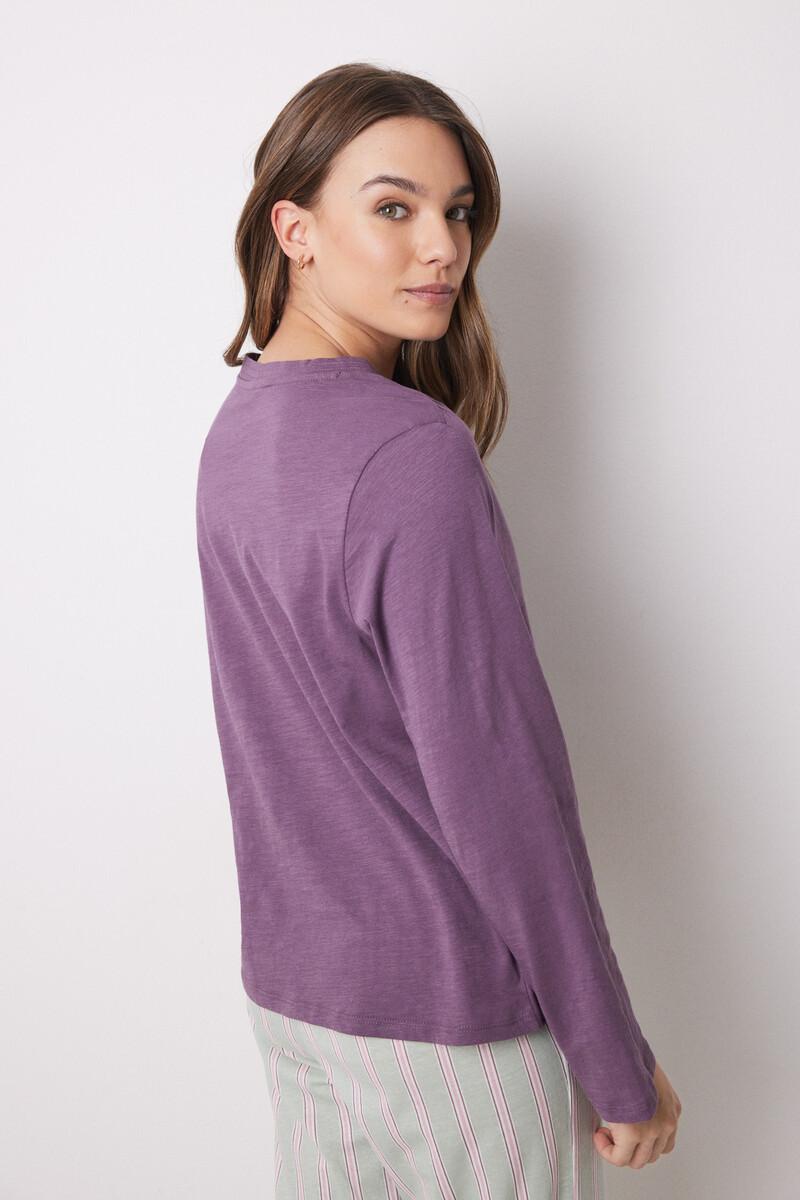 women'secret Camiseta manga larga 100% algodón morado Envío internacional gratuito