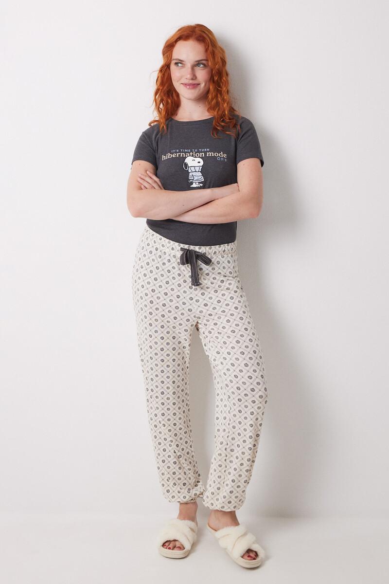 women'secret Pantalón largo carrot estampado cuadros y flores En oferta