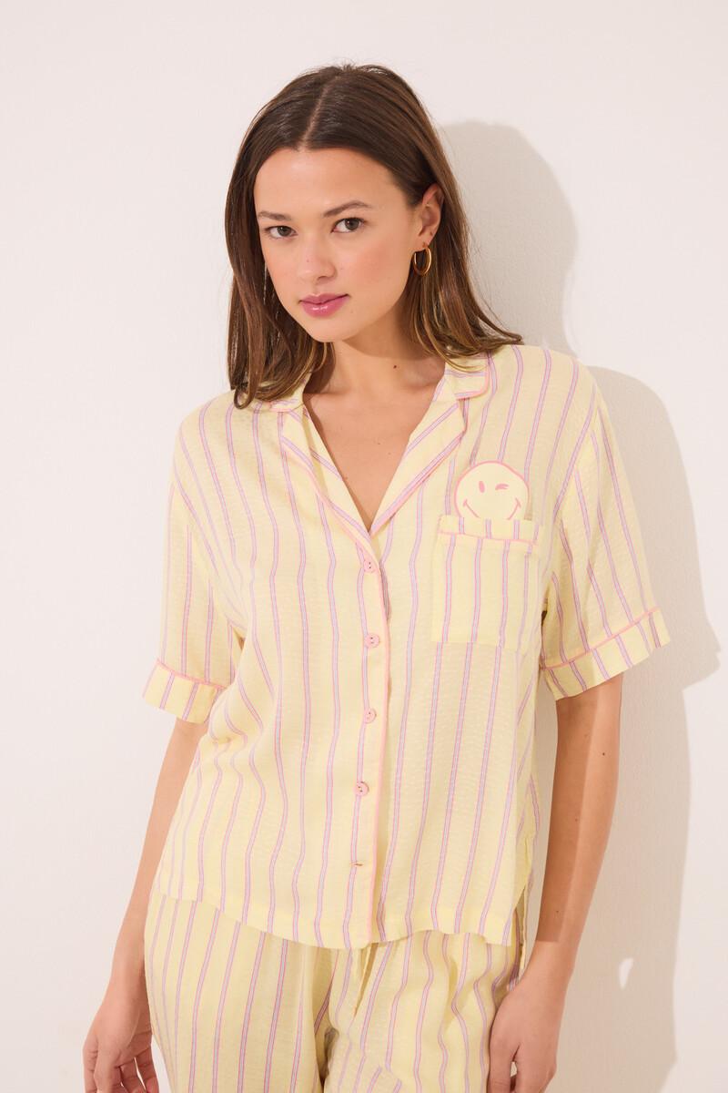 women'secret Pijama camisero satén rayas Smiley Última moda
