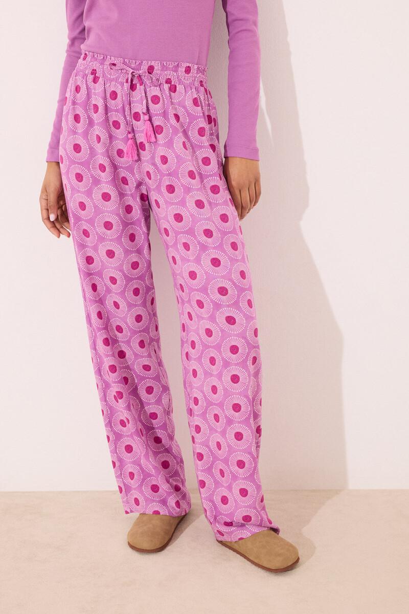 women'secret Pantalón largo viscosa estampado geométrico Grandes ahorros