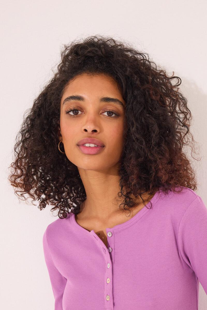 women'secret Camiseta manga larga canalé morado 2025