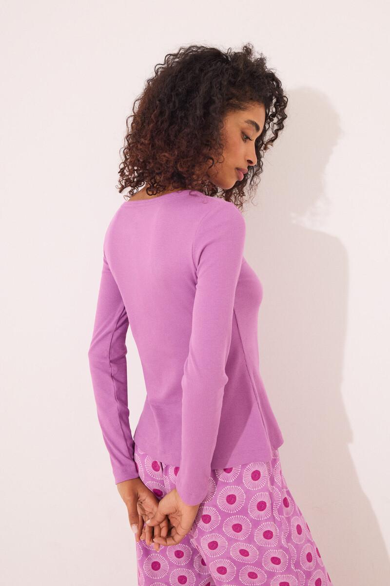 women'secret Camiseta manga larga canalé morado 2025