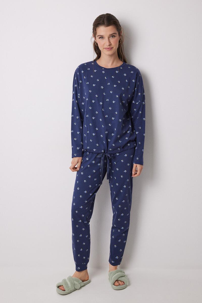 women'secret Pijama largo 100% algodón azul flores En línea