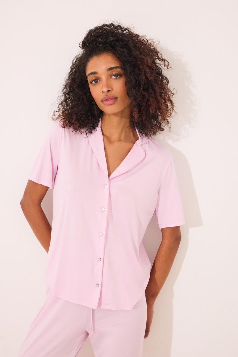 women'secret Pijama camisero Capri viscosa rosa En oferta