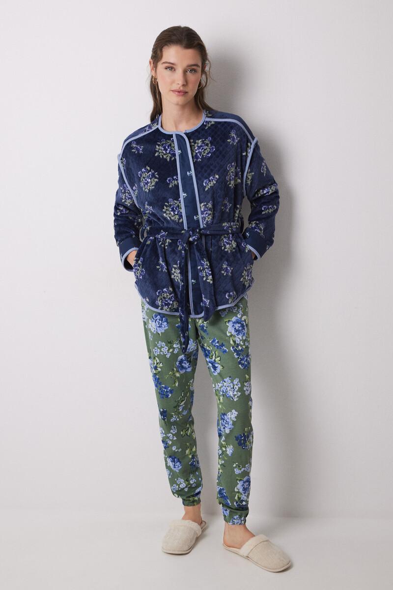 women'secret Bata corta tejido polar suave flores Rebajas baratas