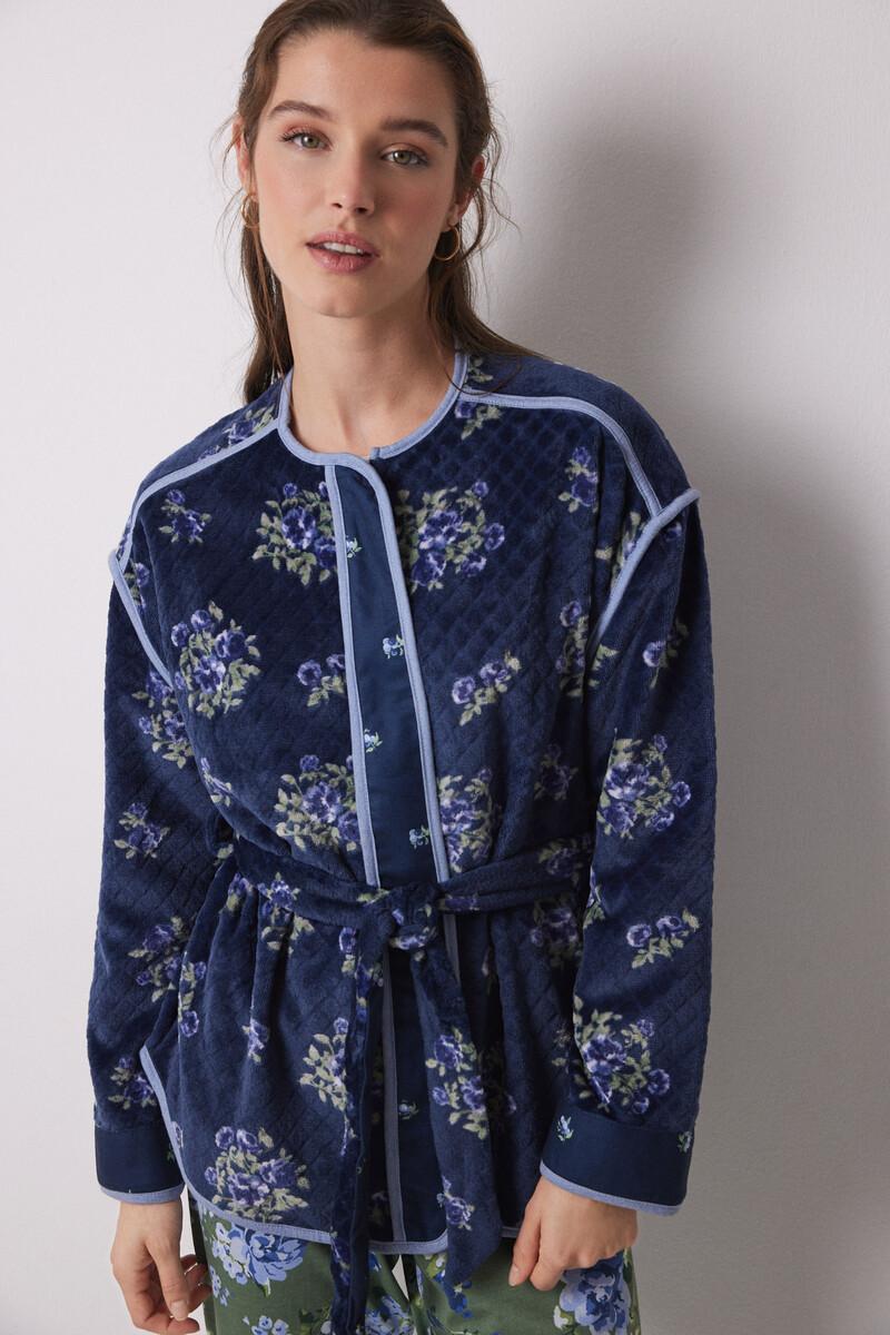 women'secret Bata corta tejido polar suave flores Rebajas baratas