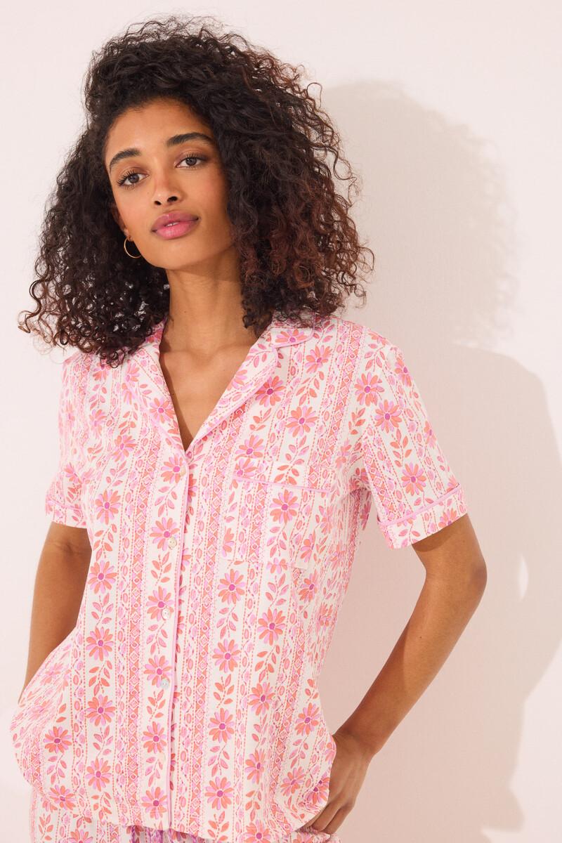 women'secret Pijama camisero Capri 100% algodón flores Rebajas de fábrica