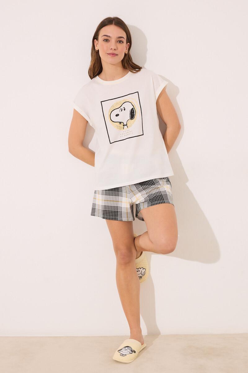 women'secret Pijama corto algodón Snoopy cuadros Tienda