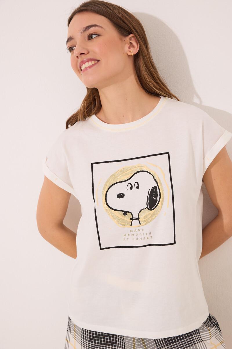 women'secret Pijama corto algodón Snoopy cuadros Tienda