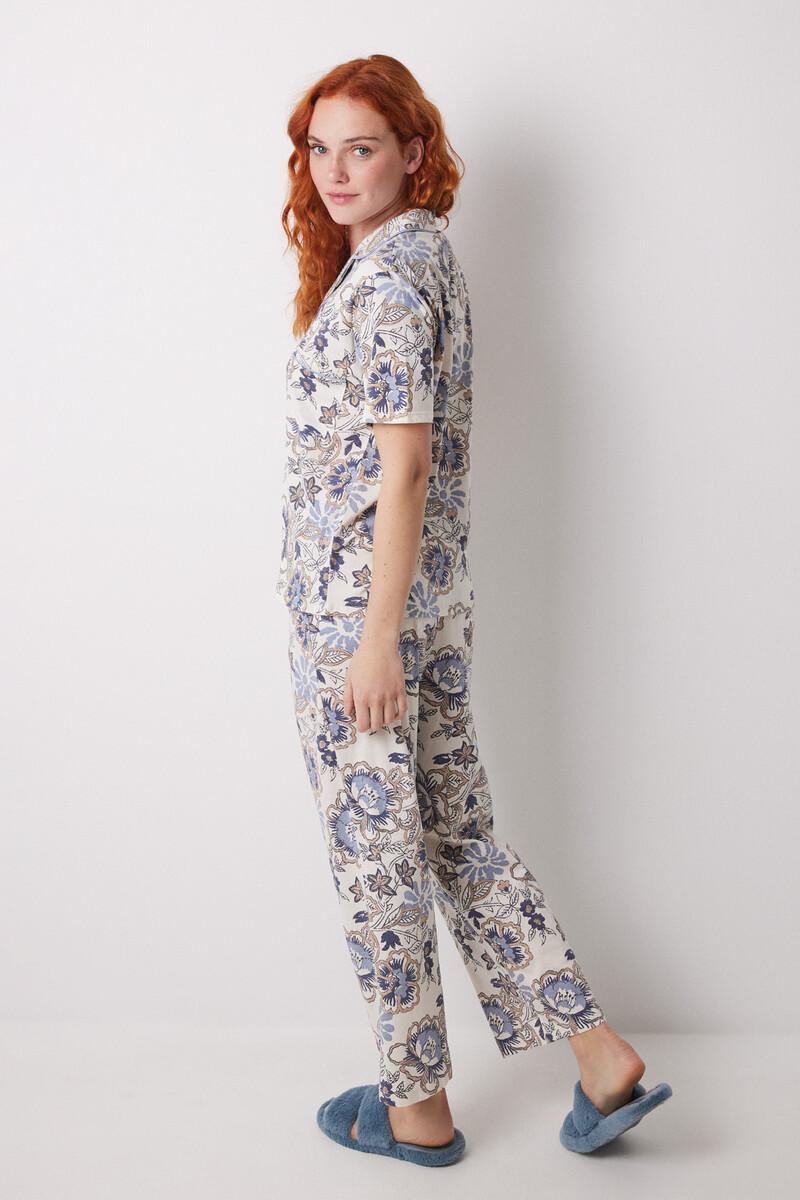 women'secret Pijama camisero Capri 100% algodón flores Envío gratis