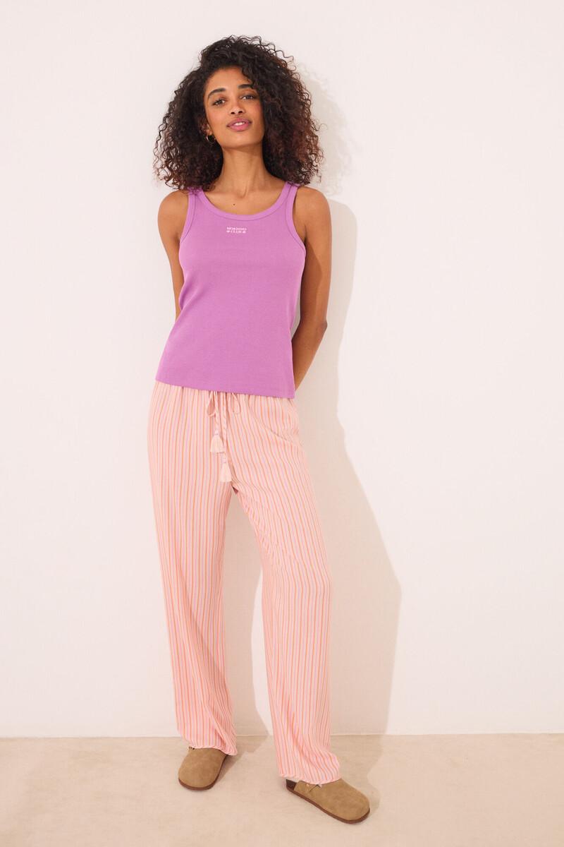 women'secret Camiseta tirantes canalé morado Precio de fábrica