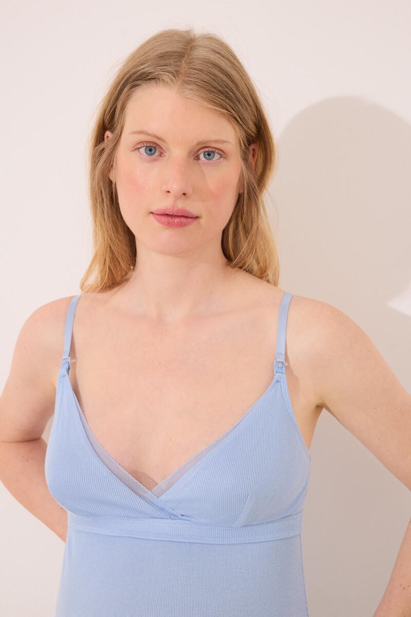women'secret Camisón corto "maternity" viscosa azul Oferta especial de fábrica
