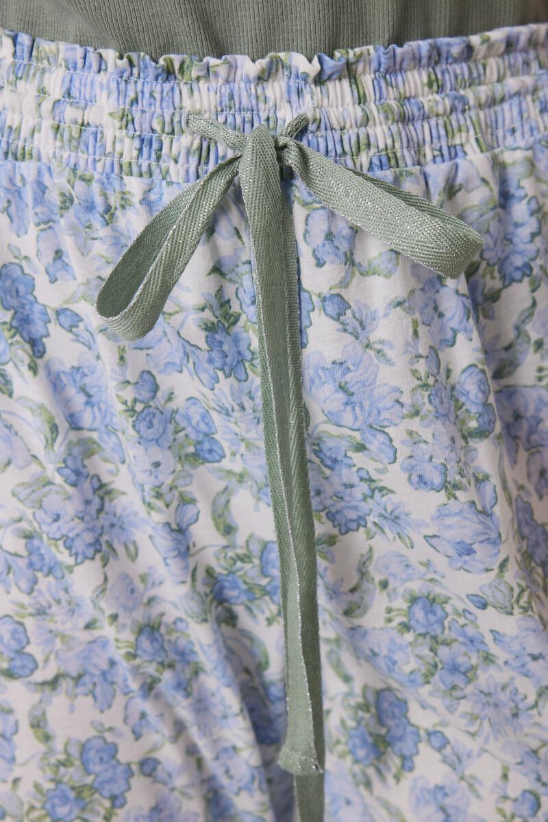 women'secret Pijama 100% algodón canalé verde flores Promoción trimestral