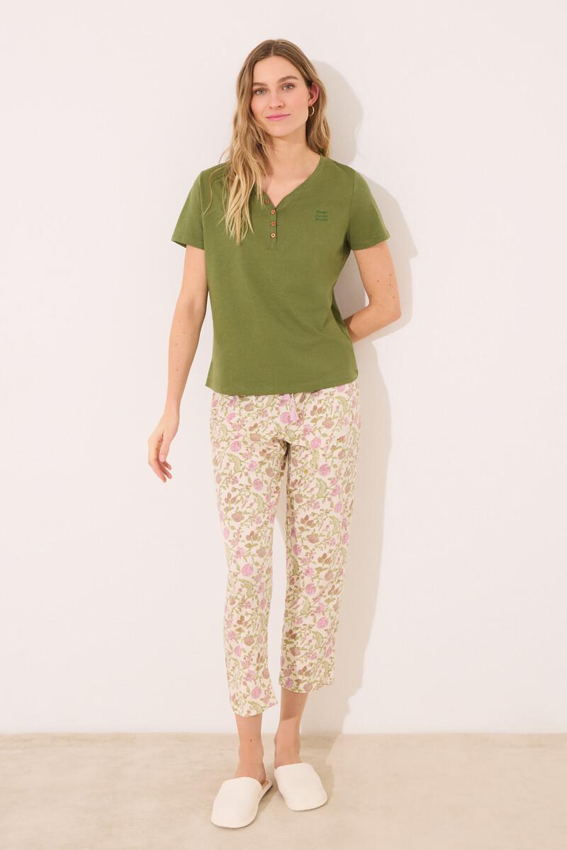 women'secret Pantalón largo carrot 100% algodón flores Liquidación