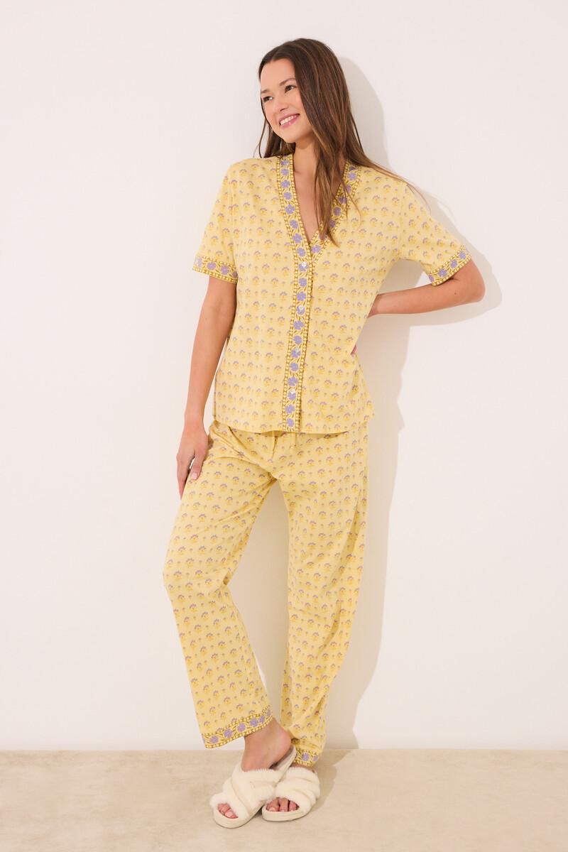 women'secret Pijama 100% algodón amarillo print flores Limitado a 3 días