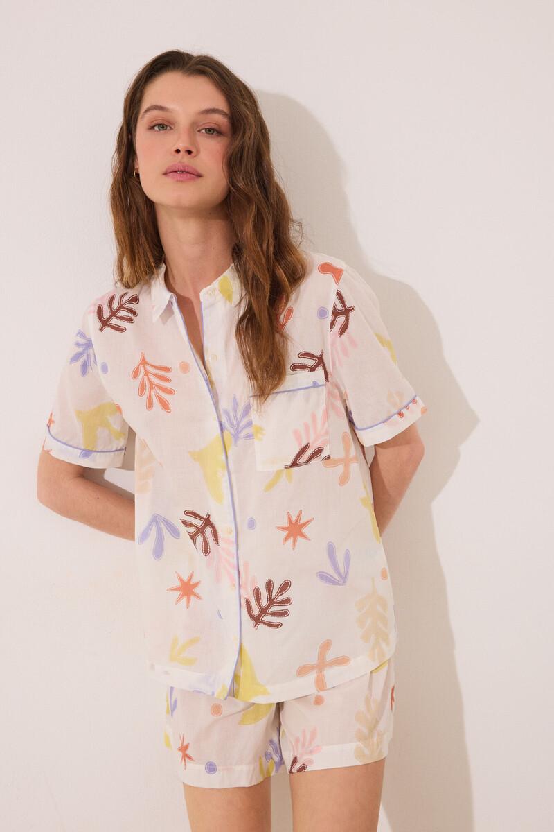 women'secret Pijama camisero corto viscosa allover hojas Ahorra y exporta