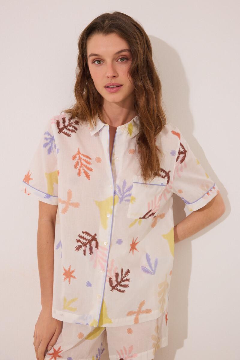 women'secret Pijama camisero corto viscosa allover hojas Ahorra y exporta