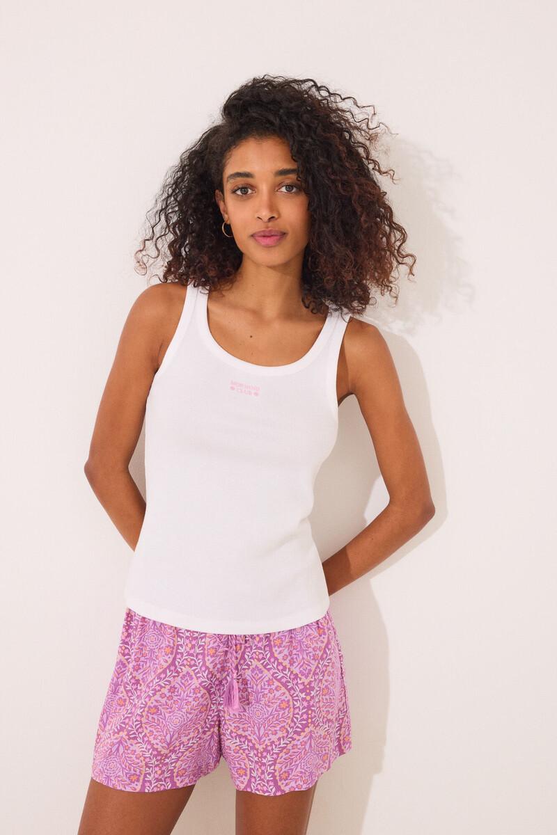women'secret Camiseta tirantes canalé blanco Precios de Black Friday