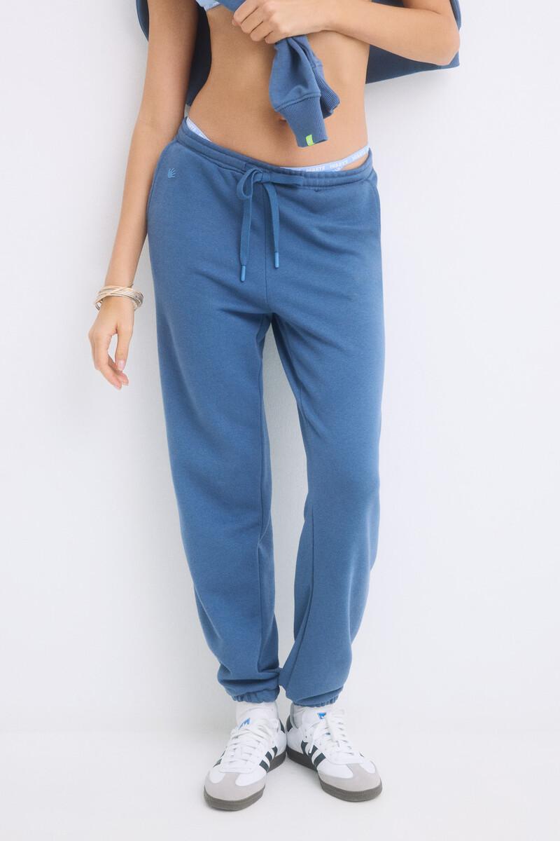 women'secret Pantalón largo jogger felpa azul En oferta