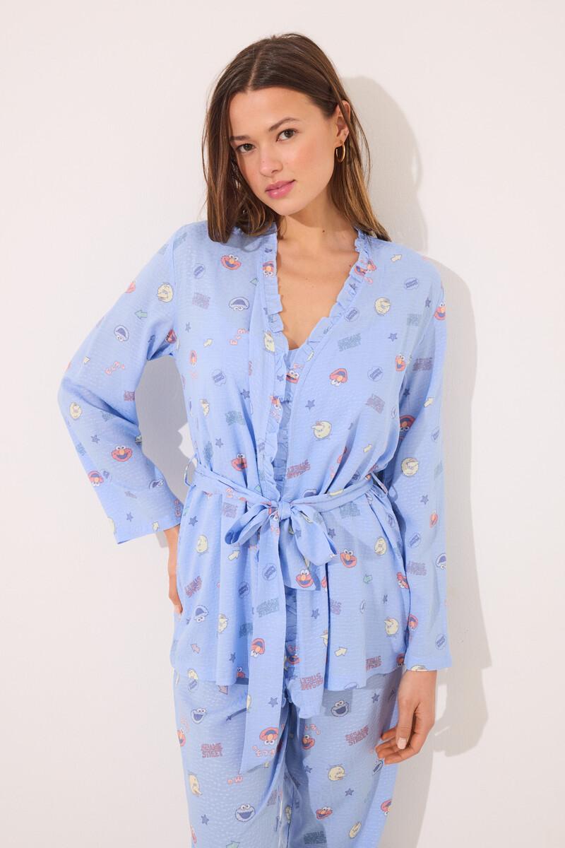 women'secret Set pijama largo satén "Barrio Sésamo" Libre de impuestos