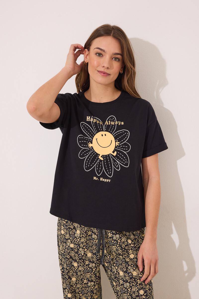women'secret Pijama largo algodón Smiley manga corta Descuentos del mes