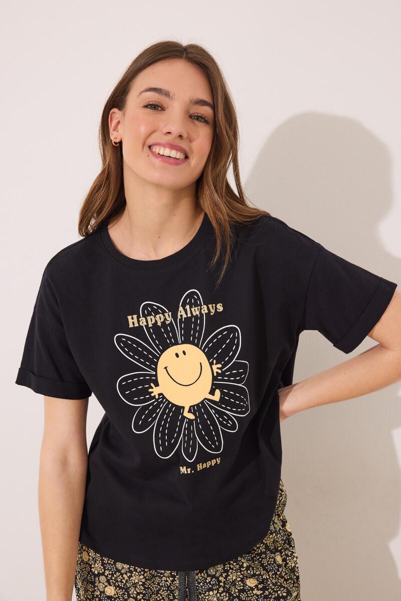 women'secret Pijama largo algodón Smiley manga corta Descuentos del mes