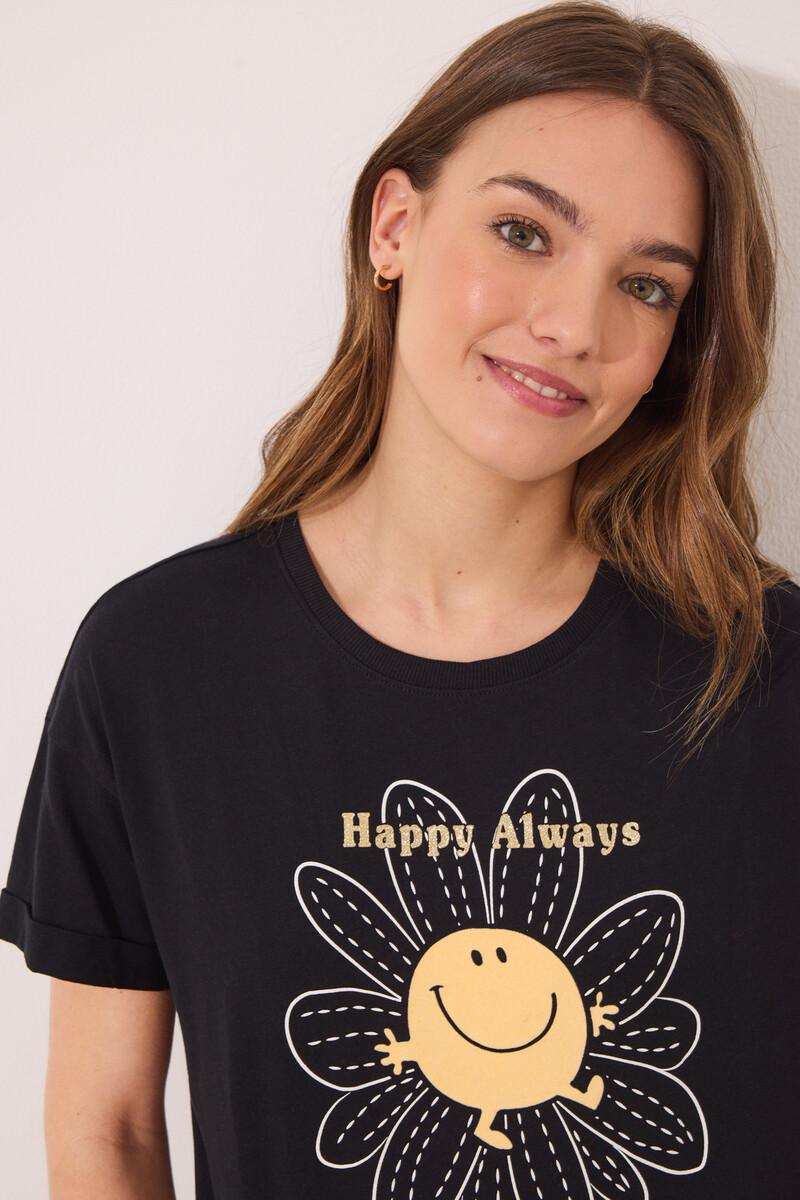 women'secret Pijama largo algodón Smiley manga corta Descuentos del mes