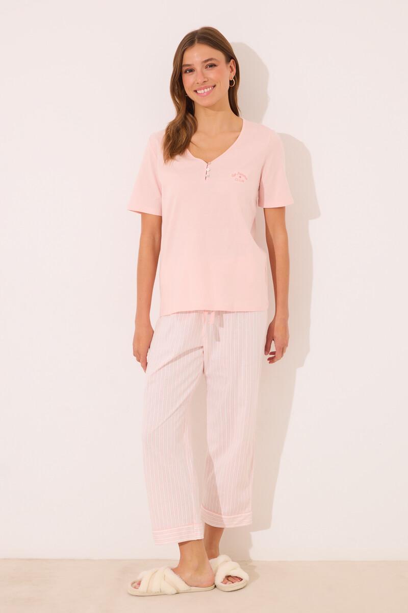 women'secret Pijama Capri 100% algodón naranja rayas Última moda