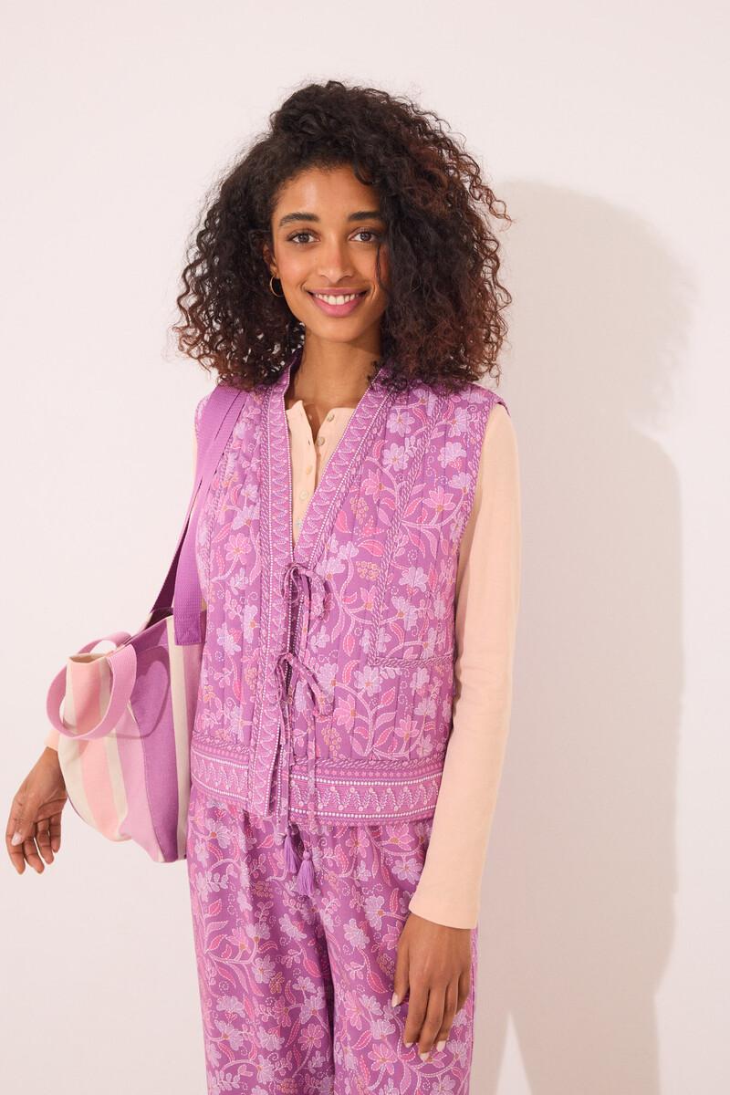 women'secret Chaleco acolchado morado print floral Ofertas de temporada