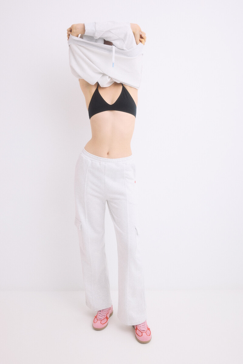 women'secret Pantalón largo flare felpa gris Ofertas especiales
