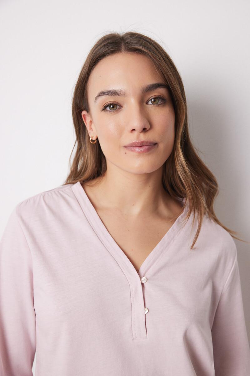 women'secret Camiseta manga larga 100% algodón rosa Grandes ahorros
