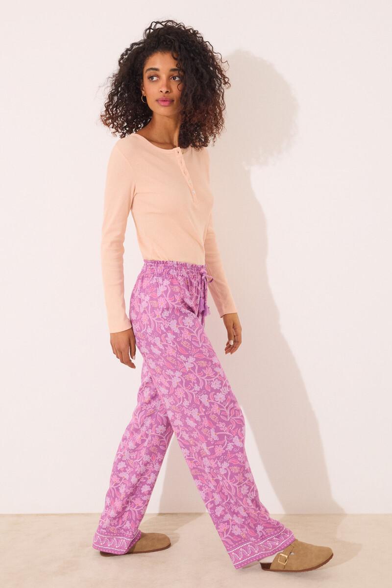 women'secret Pantalón largo viscosa estampado boho floral Precio ultrabajo