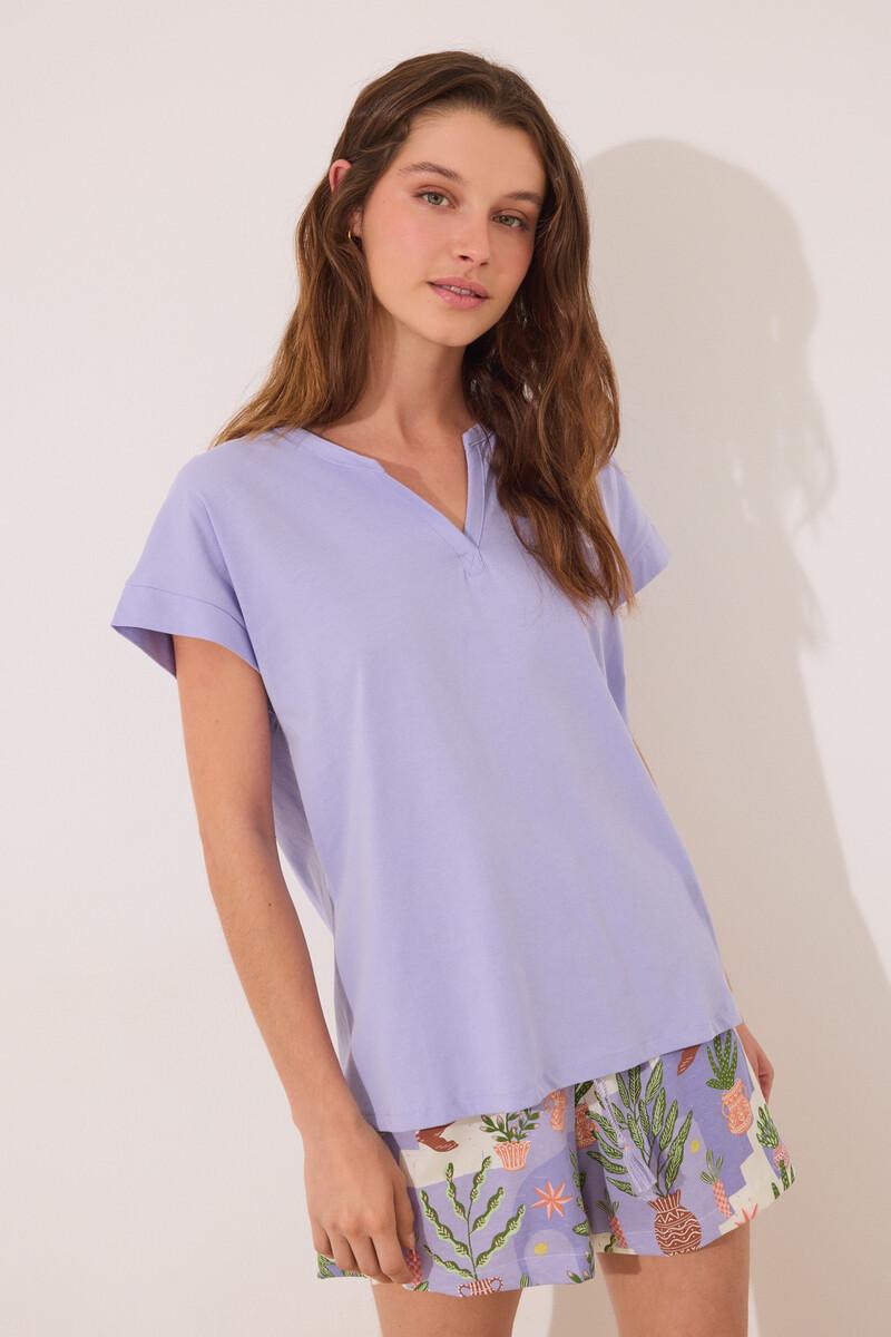 women'secret Pijama corto 100% algodón lila macetas Venta caliente