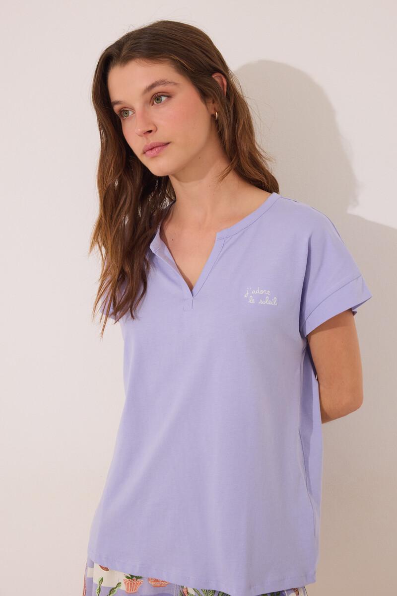 women'secret Pijama corto 100% algodón lila macetas Venta caliente