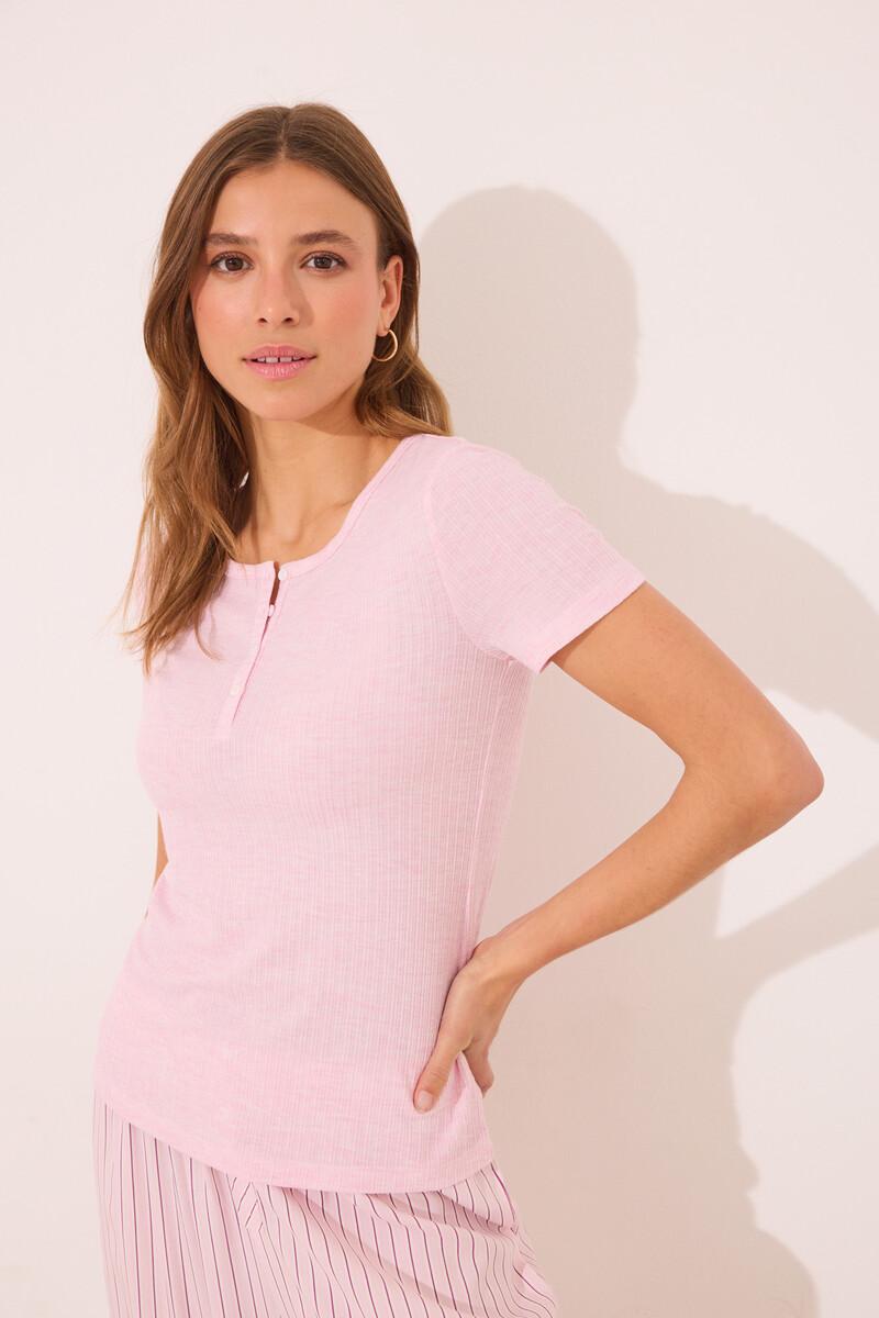 women'secret Pijama viscosa canalé rosa rayas Rebajas de fábrica
