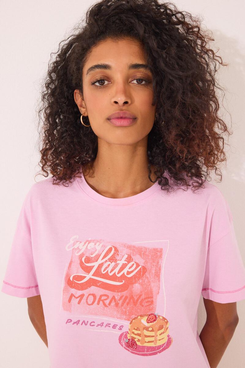 women'secret Camiseta manga corta 100% algodón rosa Ventas relámpago
