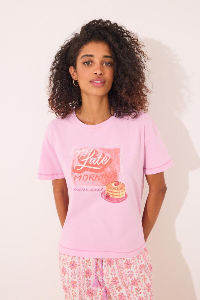 women'secret Camiseta manga corta 100% algodón rosa Ventas relámpago