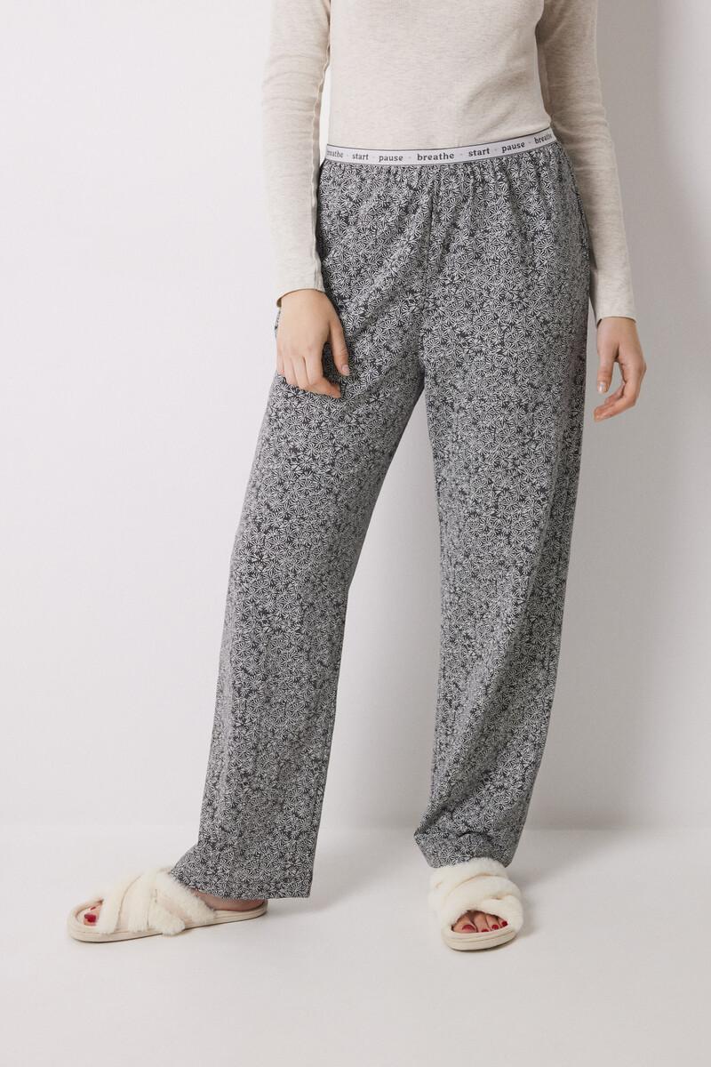 women'secret Pantalón largo estampado flores verdes Rebajas online