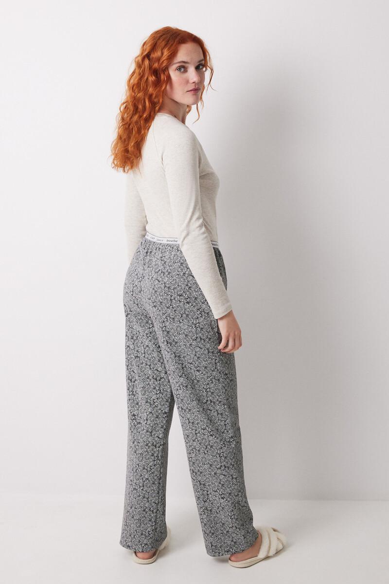 women'secret Pantalón largo estampado flores verdes Rebajas online