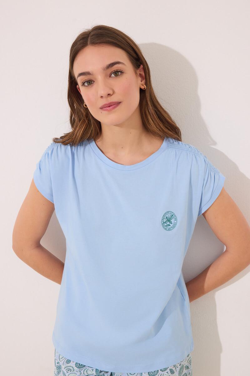 women'secret Pijama corto 100% algodón azul flores Oferta especial