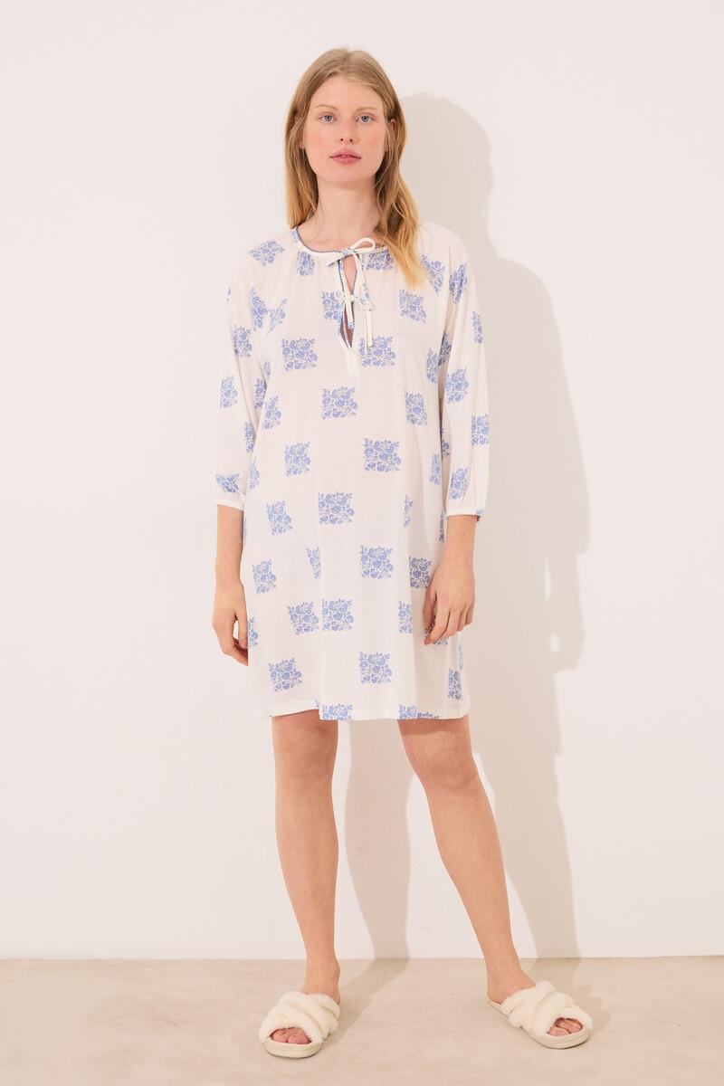 women'secret Camisón corto "maternity" blanco estampado boho COMPRAR AHORA