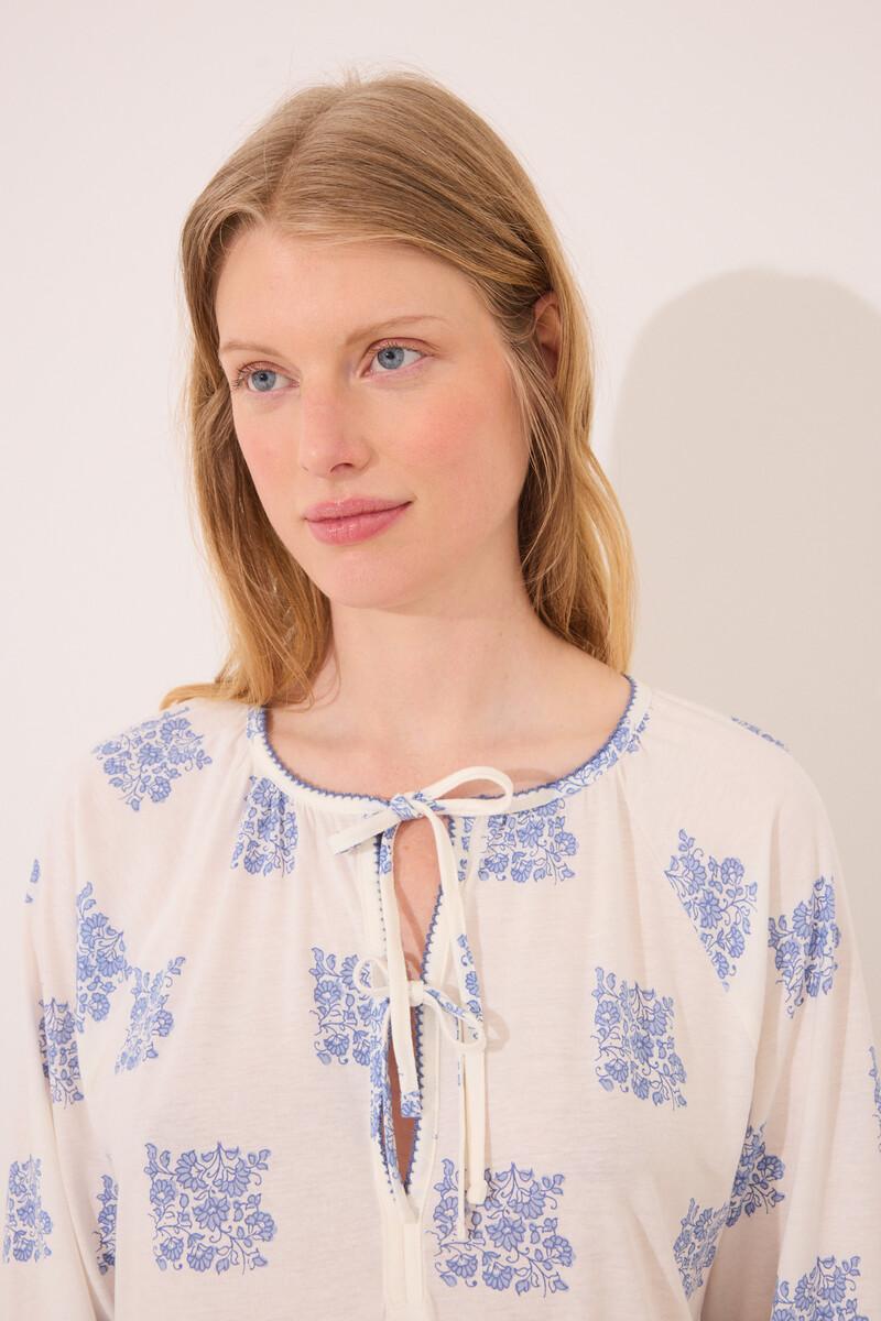 women'secret Camisón corto "maternity" blanco estampado boho COMPRAR AHORA
